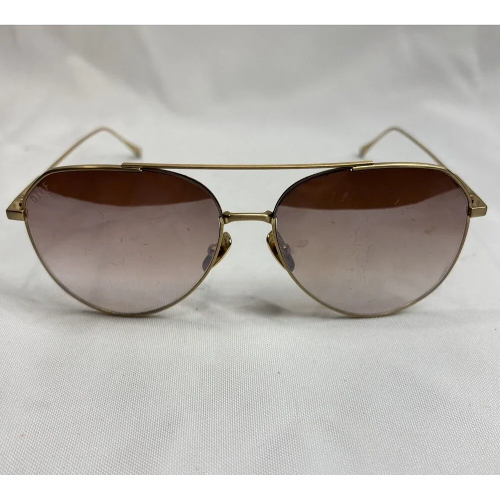 DIFF Eyewear Sunglasses Aviator Gold Frame Gradient Brown Lens Unisex